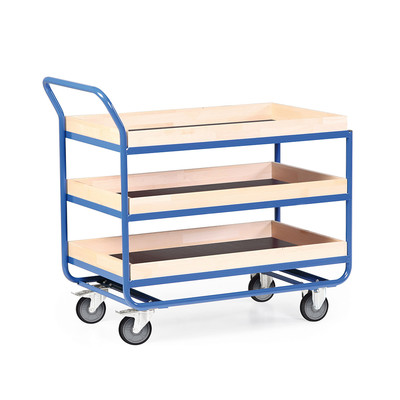 Produktbild: Stahlrohr-Tischwagen mit 75mm Holzrand