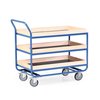 Produktbild: Stahlrohr-Tischwagen mit 75mm Holzrand