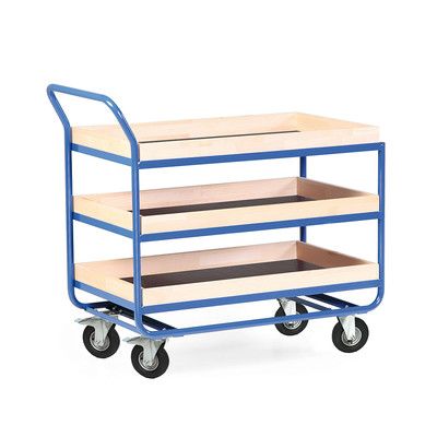Produktbild: Stahlrohr-Tischwagen mit 75mm Holzrand