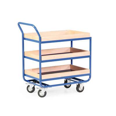 Produktbild: Stahlrohr-Tischwagen mit 75mm Holzrand
