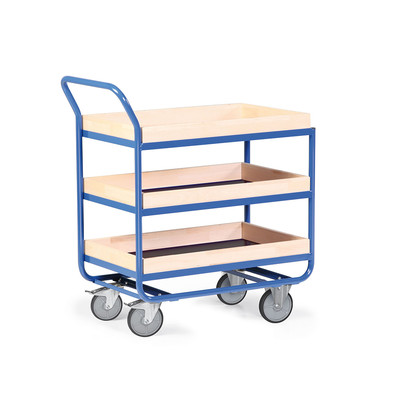 Produktbild: Stahlrohr-Tischwagen mit 75mm Holzrand