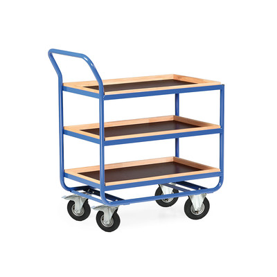 Produktbild: Stahlrohr-Tischwagen mit 30mm Holzrand