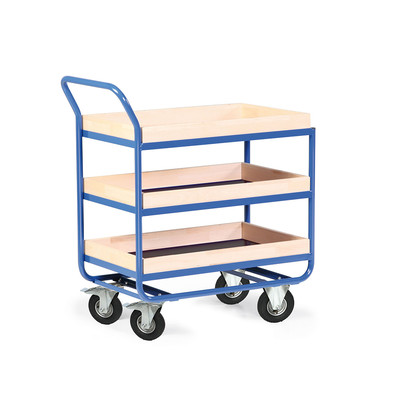 Produktbild: Stahlrohr-Tischwagen mit 75mm Holzrand